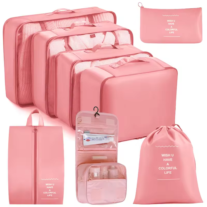 Curated visual reference: Customizable Logo Soft Polyester Packing Cubes Travel Organizer Set Photo Inspiration