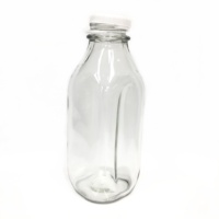Bouteilles en Verre Carrées Françaises pour Boissons, avec Couvercle en Plastique, Capacités 1000ml 500ml 400ml 250ml 200ml, pour Jus de Fruits et Lait - Vente en Gros
