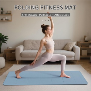 Foldable Thick 10mm TPE Soft Customizable Yoga <b>Mat</b> Extra <b>Large</b> Non-Slip Lightweight 1.7kg Easy Carry Yoga <b>Mat</b> Bag Pilates Travel - Product Image 4