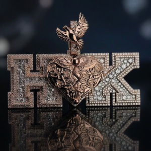 Pendentif personnalisé avec 3 lettres en argent 925 plaqué or rose, entièrement serti de moissanite, style hip-hop, avec photo souvenir - Product Image 2