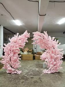 Flores artificiales blanco Sakura telón de fondo interior al aire libre boda fiesta escenario decoraciones Cerezo flor árbol Metal arco - Product Image 2