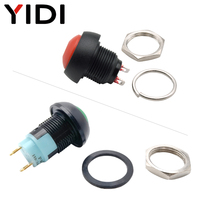 12mm 미니 레드 블루 플라스틱 전기 푸시 버튼 켜기 끄기 래칭 순간 재설정 잠금 SPST 돔 누르기 푸시 버튼 스위치
