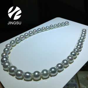 Grosir Warna Alami Tradisional Dekat Bentuk Bulat Kilau Tinggi Jenis Perhiasan Kalung Mutiara Laut Selatan