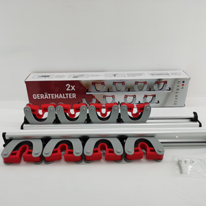 GM-0844D Lot de 2 supports muraux en aluminium pour balais et serpillères, organisateur d'<span class=keywords><strong>outils</strong></span> avec 5 crochets - Product Image 3