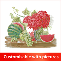 2025 Nkf Fruit Met Dahlia Hd Bedrukte Kruissteek Huisdecoratie Borduursets Haak Kit Hand Diy 11ct 14ct Aida Doek