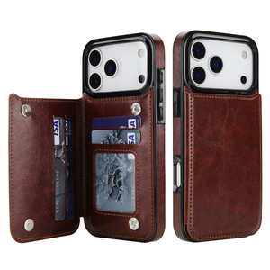 Custodia protettiva con motivo cavallo selvaggio e doppio bottone per iPhone 17 Pro Max, custodia protettiva con slot per carte per Apple 16e/15/14/13/12 - Product Image 1