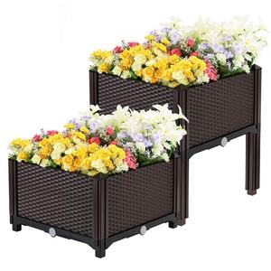 Produit de jardinage pour la maison : Grand bac à légumes surélevé en plastique, carré, assemblé, pour la culture de fleurs et de légumes - Product Image 3