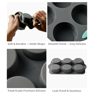 Grey không dính Silicone <span class=keywords><strong>6</strong></span> & 12-khoang bánh khuôn nhà bếp nướng khuôn cho bánh nướng xốp nướng chảo cho bánh ngọt món tráng miệng-Silicone Muffin <span class=keywords><strong>Pan</strong></span> - Product Image 6