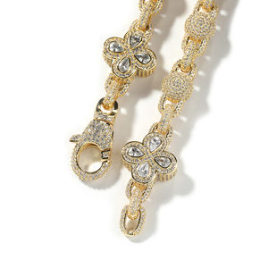 UWIN Bijoux Fleur Trèfle à Quatre Feuilles 5A Sertis, Chaîne Maillons Perles CZ Bling Plaqué Or 18K de Haute Qualité, Collier et Bracelet - Product Image 4