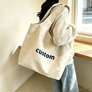Eco Friendly Open Top <b>Canvas</b> Tote <b>Bag</b> Custom Logo Plain <b>Large</b> Capacity Reusable Daily Commute Shopping Shoulder <b>Bag</b> - Product Image 3