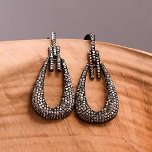 Pendientes colgantes de diamantes Micro pavé de hoja Vintage de Plata de Ley 925, poste personalizable a la moda, regalo de fiesta perfecto para mujer - Product Image 2