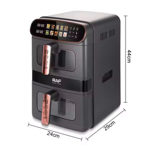 Friteuse à air 2800W double avec paniers de cuisson de 6L et 6L, rotation à 360° °   Structure de circulation d'air multifonctionnelle, chauffante et facile à nettoyer - Product Image 4