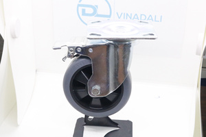 Heavy-Duty 3 \ "5 \" 6 \ "TPR Grey Anti-Winding Silent Pleyma Caster Wheel 4 \" Single Axle Universal Brake Cart Swivel Rubber - Product Image 3