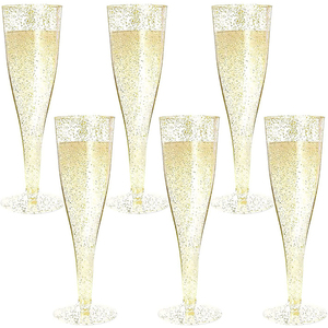 Lot de 50 flûtes à <span class=keywords><strong>champagne</strong></span> jetables en plastique rose doré scintillant, 4,5 oz (135 ml), pour mariage <span class=keywords><strong>et</strong></span> fête - Product Image 4