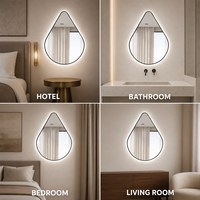 Miroir de salle de bain LED en forme de larme unique, cadre en alliage d'aluminium, étanche IP44, commande tactile, miroir mural décoratif