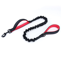 Laisse de chien élastique de luxe à double poignée laisse de chien élastique robuste avec deux poignées rembourrées