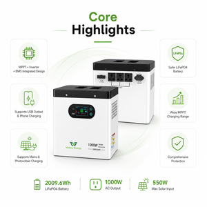 Outdoor Big Size High Capacity 500W 1000W 2000W Lithium Cell Camping <b>Solar</b> <b>Generator</b> Portable Power Station VE-ESS1000-2000HG Hi - Product Image 5