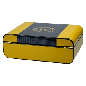 Sang Trọng Tùy Chỉnh Cedar Hộp Gỗ Trường Hợp Máy Tạo Độ Ẩm Màu Vàng De Puros Sang Trọng Du Lịch Hộp Xì Gà Humidor - Product Image 5