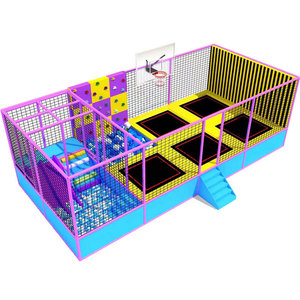 Parc de trampolines pour enfants, ensemble de jeux intérieur/extérieur, lit de saut avec toboggan, filet de sécurité, équipement de terrain de jeu - Product Image 3