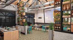 บริการออกแบบตกแต่งภายในร้านอาหารระดับไฮเอนด์ แบบสั่งทำพิเศษ เป็นมิตรกับสิ่งแวดล้อม ทนทาน พร้อมเคาน์เตอร์บาร์ไม้สำหรับไวน์ พร้อมไฟ LED สำหรับร้านอาหารสไตล์ตะวันตก - Product Image 4