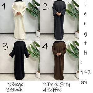 Kış mütevazı kazak kalın sıcak kapalı Abaya kadınlar müslüman elbise düz zarif islam giyim üreticileri Eid ramazan Abaya - Product Image 2