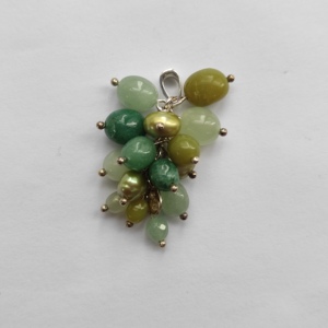 Pendentif en argent 925 avec aventurine verte et perle - Product Image 1