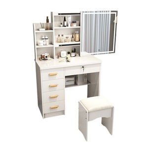 Coiffeuse minimaliste moderne éclairée haut de gamme assemblée <span class=keywords><strong>mini</strong></span> armoire de rangement pour petits appartements vanité de maquillage tendance - Product Image 6