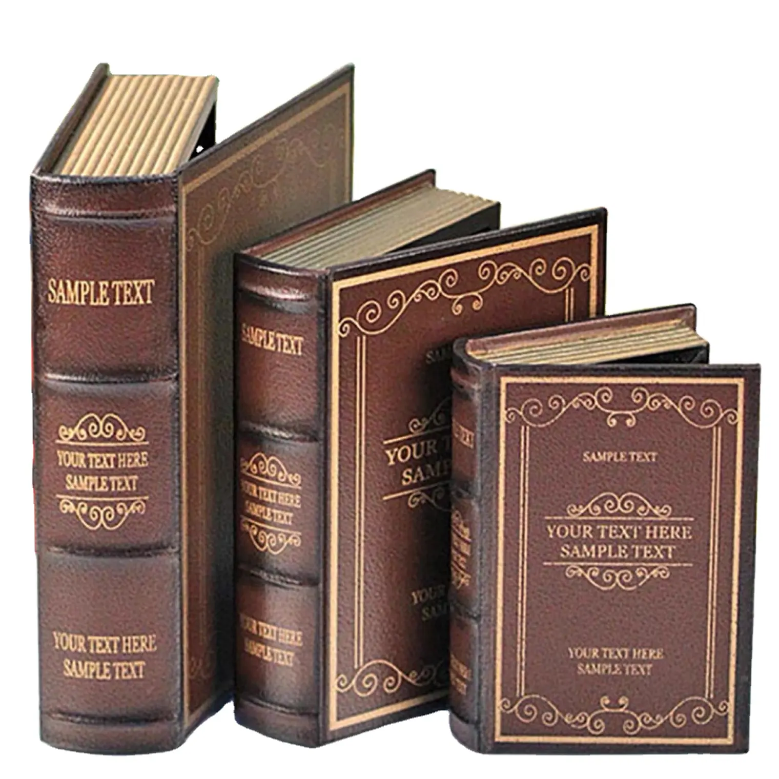 주문 까만 포장 Cajas Libros 자석 저장 호화스러운 가죽 나무로 되는 가짜 책 모양 선물 상자