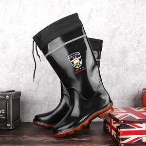 Bottes de pluie noires pour hommes avec doublure en coton et semelle antidérapante pour l'hiver - Product Image 2