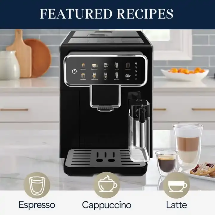 Mesin pembuat kopi Espresso otomatis penuh, mesin pembuat kopi Cappuccino Latte komersial terlaris