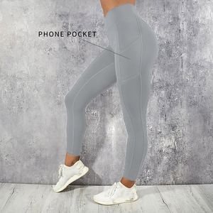 Leggings de compression pour femmes grandes tailles avec <span class=keywords><strong>poche</strong></span> pour <span class=keywords><strong>téléphone</strong></span>, fessier galbé, logo personnalisé, pantalon de yoga sans couture en matière spandex 3XL - Product Image 2