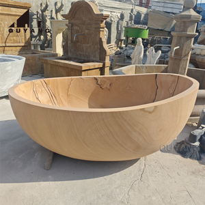 QUYANG modernes Gebäudedesign Badezimmer dekorative Naturstein-Badewanne freistehende Marmor-Schonklauben-Badewanne - Product Image 6