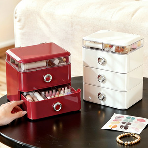 Boîte de rangement à bijoux élégante avec miroir et tiroirs pour bureau, en ABS, grande capacité 10-20L - Product Image 5