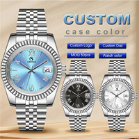 Montre automatique mécanique de luxe pour homme avec logo personnalisé, verre saphir, étanche