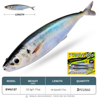 3 pièces/sac 14,5 cm 33,3 g Nouveau leurre de pêche souple 3D en PVC imprimé de haute qualité pour gros poissons, leurre de pêche en mer et en bateau