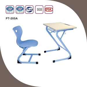 Aoyasi Modern Steel MDF Plastic Fixed Single Student <b>Desk</b> and Chair Set With Custom Color for Commercial School Use PT-205A Stud - Product Image 2