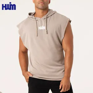 Men's American Training Basketball Hooded Vest Custom Logo Cotton Workout Hooded Tank Tops Sleeveless Gym Hoodies