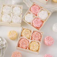 Set Hadiah Lilin Aromatik Bentuk Bunga Peony Buatan Tangan Kreatif 4-Pak Dekorasi Rumah Suvenir Hadiah Pesta Lilin Aromatik