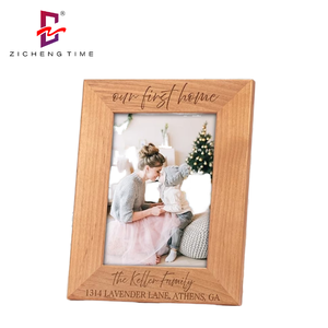 Cadre photo en bois personnalisé gravé au laser – Nom de famille, adresse, Notre première maison, Cadeau de pendaison de crémaillère, Souvenir de nouvelle maison – Vente en gros OEM - Product Image 1