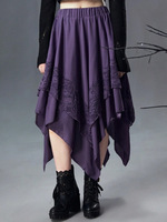 Jupe asymétrique gothique pour femme avec dentelle, ourlet à volants, style punk grunge sorcière, tenue de fête d'Halloween 2026