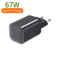 Chargeur rapide GaN PD67W 20W certifié CE, prise EU, design élégant, protocole double PD3.0 QC3.0, port Type-C, parfait pour les voyages