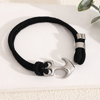 Bracelet Ancre en Acier Inoxydable pour Hommes, Double Corde Nautique en Nylon avec Fermoir Crochet, Vente en Gros