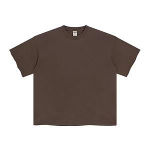 Nuova Moda 2024: Felpa Oversize da Uomo in Cotone Pesante 300gsm, Tinta Unita, Bordo Grezzo, Stile Vintage Nero con Lavaggio Acido - Product Image 4