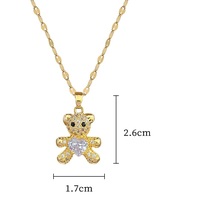 Ensemble de bijoux de fête de mariage de luxe zircone dessin animé ours pendentif collier boucles d'oreilles ensemble diamant étincelant animal boucle d'oreille collier