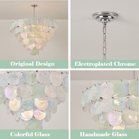 Lustre personnalisé pour restaurant de style villa nordique romantique, structure en fer, luminaires suspendus, verre artisanal, lustre LED pour salle à manger