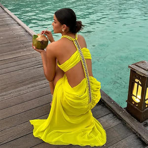<span class=keywords><strong>ชุด</strong></span>เดรสยาวสีเหลืองนีออนแบบผูกคอ สายโซ่ ตัดเย็บแบบเว้า <span class=keywords><strong>ชุด</strong></span><span class=keywords><strong>ราตรี</strong></span>ผ้าชีฟองผ่าข้างแบบไม่สมมาตร สำหรับผู้หญิง สไตล์เซ็กซี่ เหมาะสำหรับวันหยุดพักผ่อนและงานเลี้ยงตอนเย็น - Product Image 4