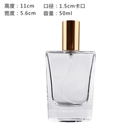 Nouveau modèle OMI 001 – Flacon de parfum de luxe en verre 100 ml, plat et unique, vide, en verre transparent, avec pompe pulvérisatrice pour parfum et diffuseur à bâtonnets