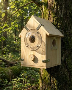 Casetta per Uccelli <span class=keywords><strong>in</strong></span> <span class=keywords><strong>Legno</strong></span> per Esterni con Struttura di Sospensione Rinforzata e Apertura per l'Osservazione - Product Image 2