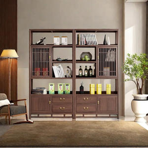 Armadietto da ufficio moderno in stile cinese, armadietto da esposizione Zen in legno massello, - Product Image 1