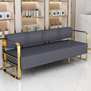 Modern Style Stainless Steel & Wood Barber Shop Waiting Chair Synthetic Leather Salon Furniture for Hospital & Office Use - Product Image 4
